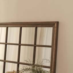 Sasha - Dark Wood Shabby Chic Rectangular Window Mirror 134cm x 70cm - thumbnail 5