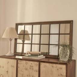 Sasha - Dark Wood Shabby Chic Rectangular Window Mirror 134cm x 70cm