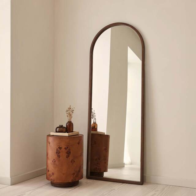 Arden - Dark Wood Full Length Arched Wooden Mirror 160cm x 60cm - image 1
