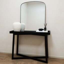 Bowness - Black Contemporary Arched Metal Wall Mirror 90cm x 75cm - thumbnail 5