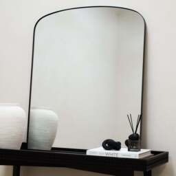 Bowness - Black Contemporary Arched Metal Wall Mirror 90cm x 75cm - thumbnail 2