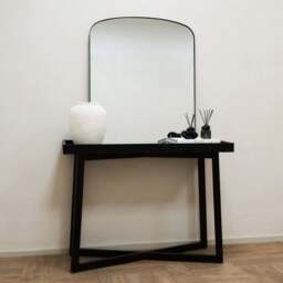 Bowness - Black Contemporary Arched Metal Wall Mirror 90cm x 75cm - thumbnail 4