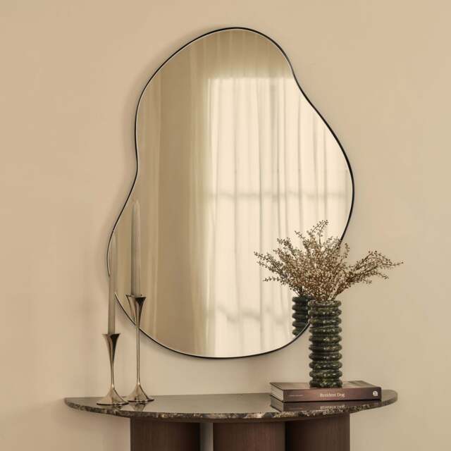 Ava - Black Pond Shaped Irregular Mirror 100cm x 70cm - image 1