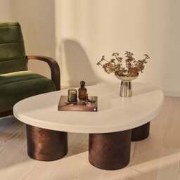 Aegean - Dark Burl Wood & Concrete Irregular Coffee Table 3 Legs - thumbnail 2