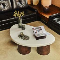 Aegean - Dark Burl Wood & Concrete Irregular Coffee Table 3 Legs - thumbnail 1