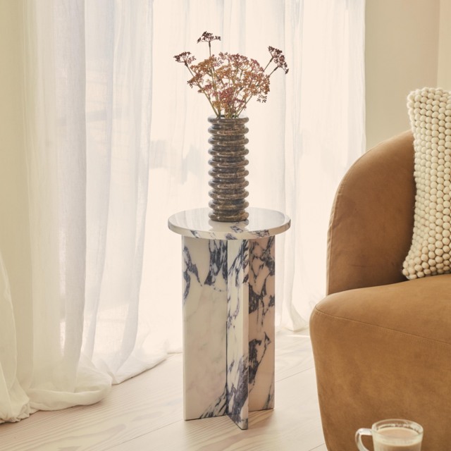 Ravello - Arabescato Round Premium Solid Marble Side Table - image 1