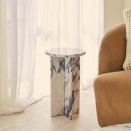 Ravello - Arabescato Round Premium Solid Marble Side Table - thumbnail 2