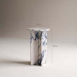 Ravello - Arabescato Round Premium Solid Marble Side Table - thumbnail 4