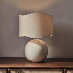 Olera - Ivory Gloss Ceramic Wave Shade Table Lamp - thumbnail 5