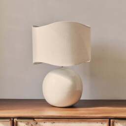 Olera - Ivory Gloss Ceramic Wave Shade Table Lamp - thumbnail 4