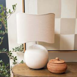 Olera - Ivory Gloss Ceramic Wave Shade Table Lamp - thumbnail 2