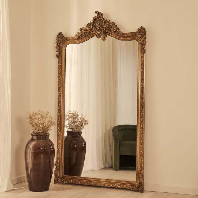 Francesca - Gold Arched Ornate Full Length Mirror 185cm x 100cm - image 1