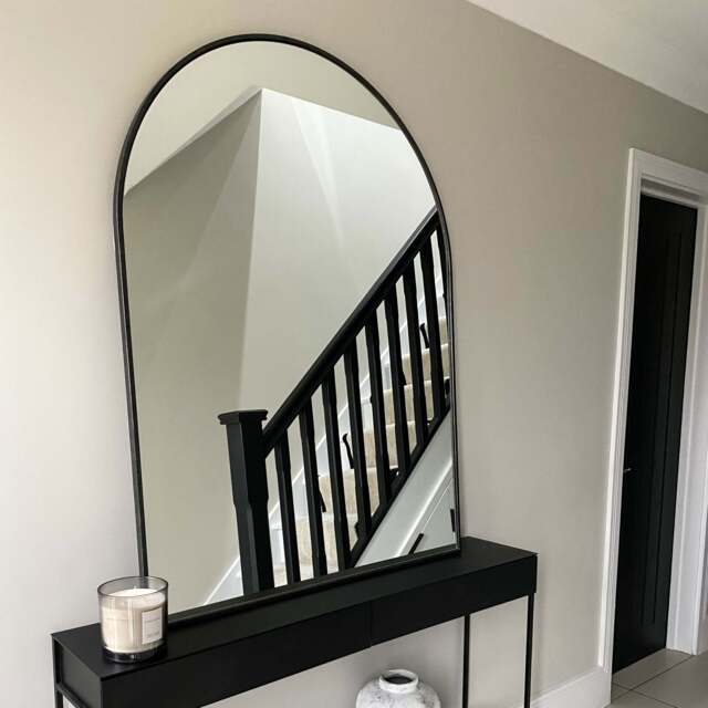 Liberty - Black Arched Metal Overmantle Mirror 120cm x 90cm - image 1