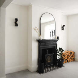 Liberty - Black Arched Metal Overmantle Mirror 120cm x 90cm - thumbnail 4