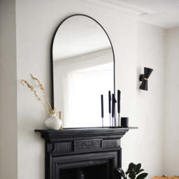 Liberty - Black Arched Metal Overmantle Mirror 120cm x 90cm - thumbnail 5