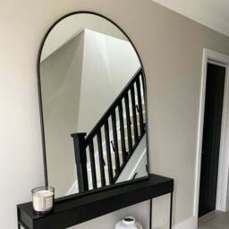 Liberty - Black Arched Metal Overmantle Mirror 120cm x 90cm - thumbnail 1