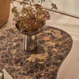 Melrose - Dark Emperador Marble Irregular Dark Wood Premium Coffee Table - thumbnail 4