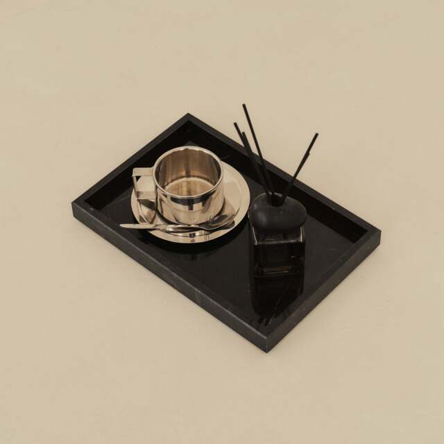 Travara - Black Marble Large Rectangular Decorative Tray - image 1
