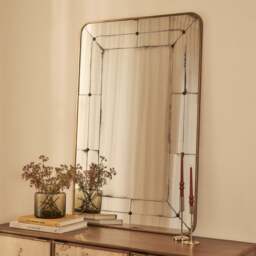 Teramo - Gold Antique Glass Metal Overmantle Mirror 120cm x 80cm