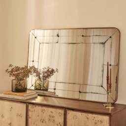 Teramo - Gold Antique Glass Metal Overmantle Mirror 120cm x 80cm - thumbnail 3