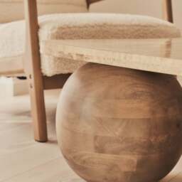 Melrose - Beige Travertine Rectangular Warm Wood Premium Coffee Table - thumbnail 5