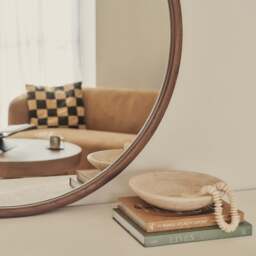 Arden - Large Dark Wood Round Wooden Wall Mirror 90cm x 90cm - thumbnail 4