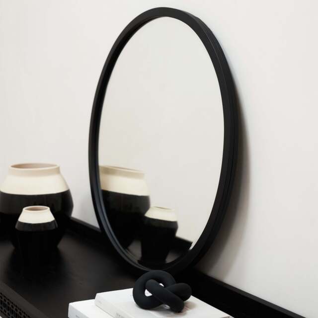 Higgins - Black Metal Modern Round Wall Mirror 40cm x 40cm - image 1