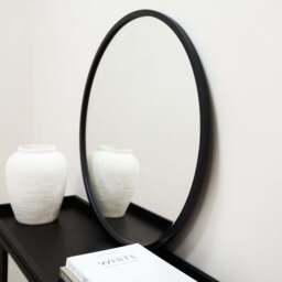 Higgins - Black Metal Modern Round Wall Mirror 40cm x 40cm - thumbnail 3