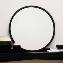 Higgins - Black Metal Modern Round Wall Mirror 40cm x 40cm - thumbnail 2