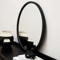 Higgins - Black Metal Modern Round Wall Mirror 40cm x 40cm - thumbnail 1