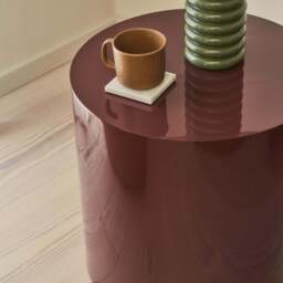 Rivington - High Gloss Burgundy Round Side Table - thumbnail 2