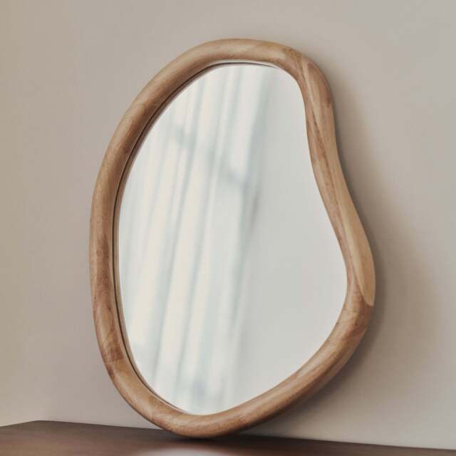 Aaliyah - Light Wood Irregular Wall Mirror 42cm x 35cm - image 1