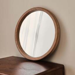 Arden - Warm Wood Round Wooden Wall Mirror 40cm x 40cm - thumbnail 3