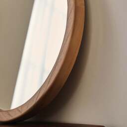 Arden - Warm Wood Round Wooden Wall Mirror 40cm x 40cm - thumbnail 4