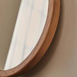 Arden - Warm Wood Round Wooden Wall Mirror 40cm x 40cm - thumbnail 6