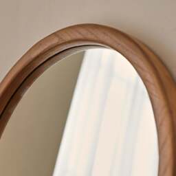 Arden - Warm Wood Round Wooden Wall Mirror 40cm x 40cm - thumbnail 2