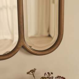 Reims - Warm Wood Arched Panel Wooden Mirror 120cm x 80cm - thumbnail 3