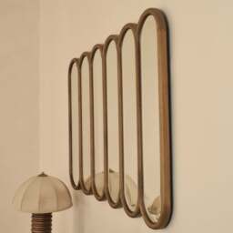 Reims - Warm Wood Arched Panel Wooden Mirror 120cm x 80cm - thumbnail 5