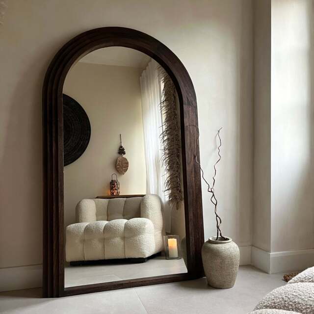 Luciana - Full Length Arched Charred Wood Mirror 180cm x 110cm - image 1