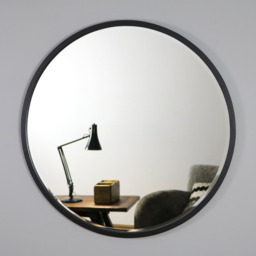 Higgins - Black Metal Modern Round Wall Mirror 80cm x 80cm - thumbnail 3