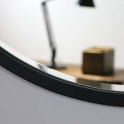 Higgins - Black Metal Modern Round Wall Mirror 80cm x 80cm - thumbnail 2