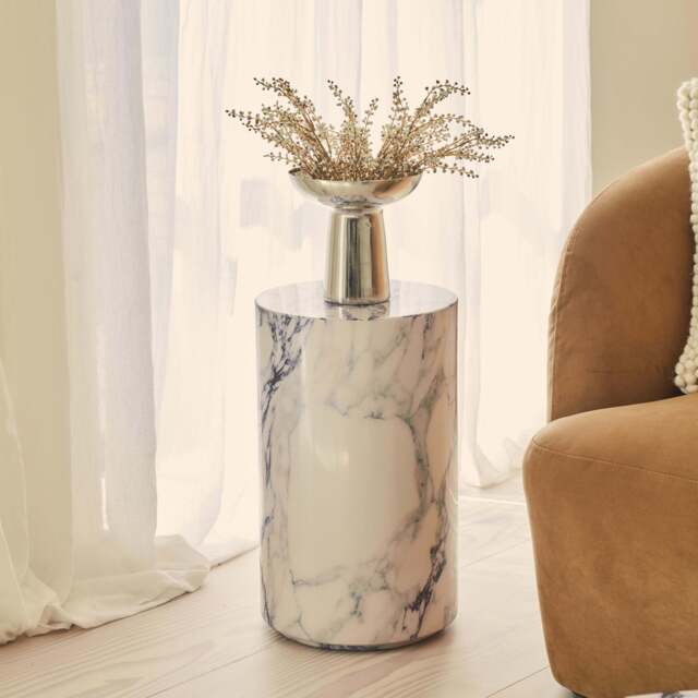 Atella - Arabescato Round Premium Solid Marble Side Table - image 1
