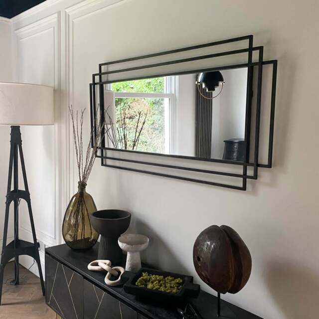 Amalfi - Large Black Rectangular Metal Mirror 140cm x 70cm - image 1