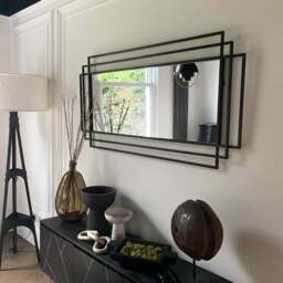 Amalfi - Large Black Rectangular Metal Mirror 140cm x 70cm - thumbnail 1