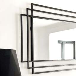 Amalfi - Large Black Rectangular Metal Mirror 140cm x 70cm - thumbnail 4