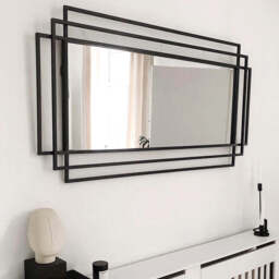 Amalfi - Large Black Rectangular Metal Mirror 140cm x 70cm - thumbnail 3