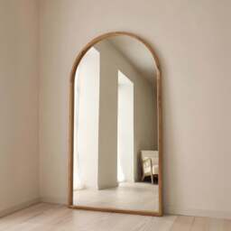 Arden - Light Wood Full Length Arched Wooden Mirror 175cm x 95cm - thumbnail 1