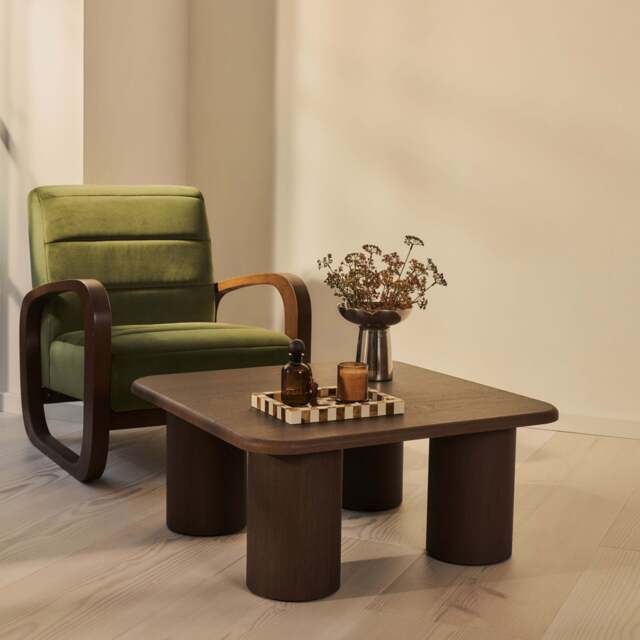 Alina - Dark Wood Square Large Wooden Coffee Table - image 1