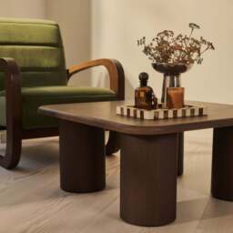 Alina - Dark Wood Square Large Wooden Coffee Table - thumbnail 3