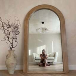 Luciana - Full Length Arched Washed Wood Mirror 180cm x 110cm - thumbnail 5
